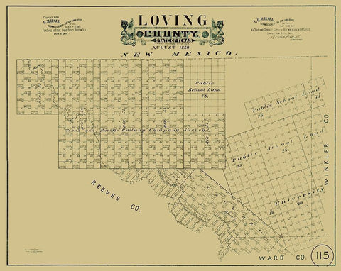 Loving County Texas - Hall 1889 White Modern Wood Framed Art Print with Double Matting by Hall