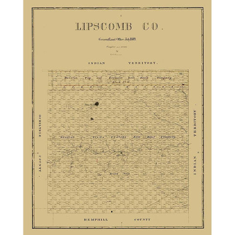 Lipscomb County Texas - Beaumont 1889 White Modern Wood Framed Art Print by Beaumont