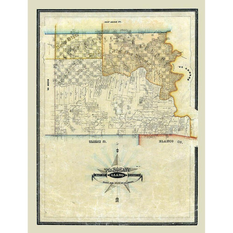 Llano County Texas - Arlitt 1859 Black Modern Wood Framed Art Print by Arlitt