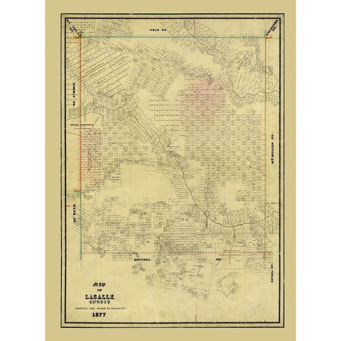 La Salle County Texas - Arlitt 1877 Gold Ornate Wood Framed Art Print with Double Matting by Arlitt
