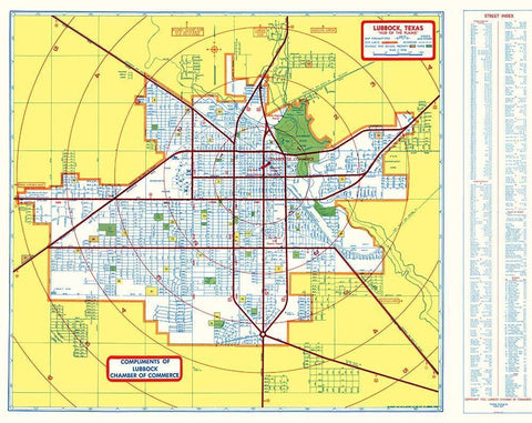 Lubbock Texas - Southwest 1955 White Modern Wood Framed Art Print with Double Matting by Southwest
