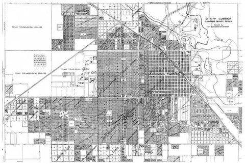 Lubbock Texas - City Engineering Dept 1946 Black Ornate Wood Framed Art Print with Double Matting by City Engineering Dept