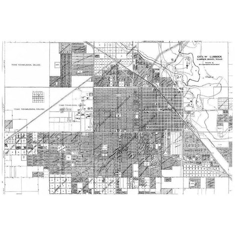 Lubbock Texas - City Engineering Dept 1946 Black Modern Wood Framed Art Print with Double Matting by City Engineering Dept