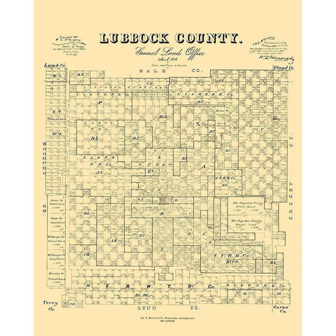 Lubbock County Texas - McGauhey 1892 White Modern Wood Framed Art Print by McGaughey