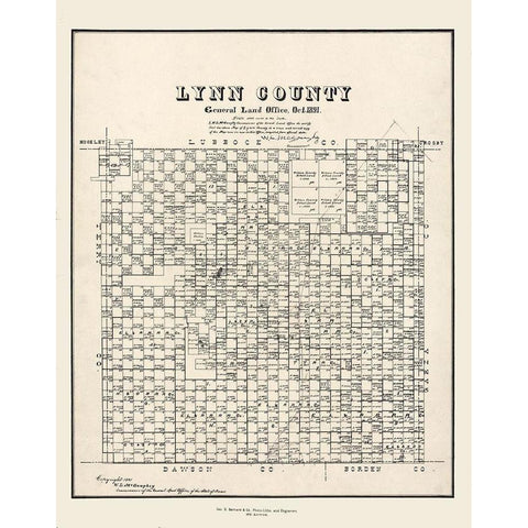 Lynn County Texas - McGaughey 1891 White Modern Wood Framed Art Print by McGaughey