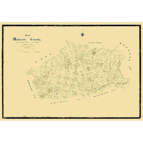 Madison County Texas - Matthews 1880 White Modern Wood Framed Art Print by Matthews
