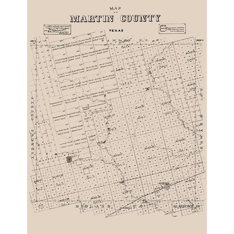 Martin County Texas - Ackerman 1894 Black Modern Wood Framed Art Print by Ackerman