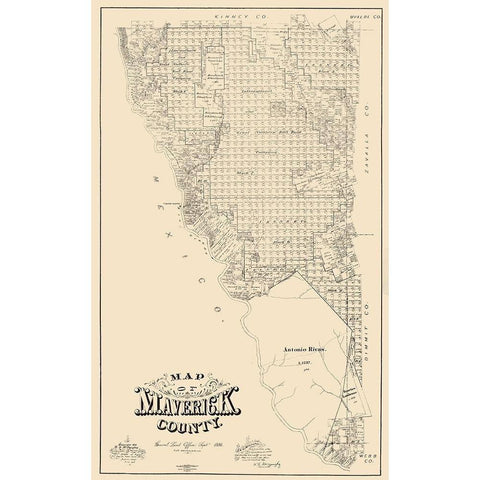 Maverick County Texas - McGaughey 1893 White Modern Wood Framed Art Print by McGaughey