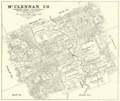 Mclennan Texas Landowner - Land Office 1878 Black Ornate Wood Framed Art Print with Double Matting by Land Office