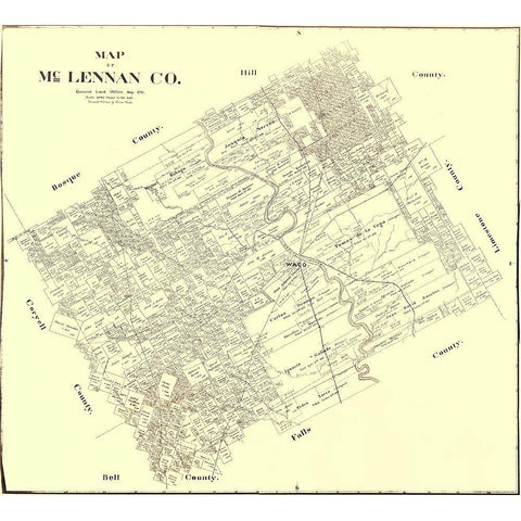Mclennan Texas Landowner - Land Office 1896 White Modern Wood Framed Art Print by Land Office