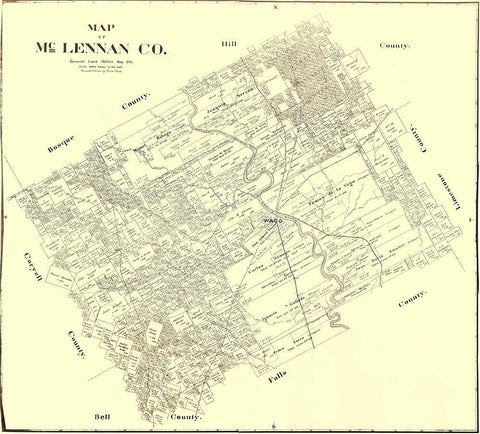Mclennan Texas Landowner - Land Office 1896 Black Ornate Wood Framed Art Print with Double Matting by Land Office