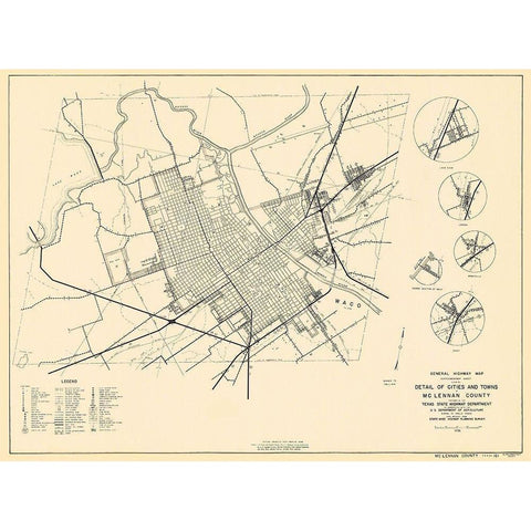 Mclennan Texas Highway - Highway Dept 1936 White Modern Wood Framed Art Print by Highway Dept