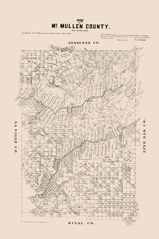 McMullen County Texas - Walsh 1879 White Modern Wood Framed Art Print with Double Matting by Walsh