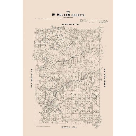 McMullen County Texas - Walsh 1879 Black Modern Wood Framed Art Print with Double Matting by Walsh