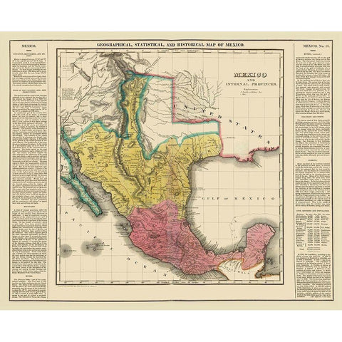 Mexico - Internal Provinces - Texas - Carey 1822 Gold Ornate Wood Framed Art Print with Double Matting by Carey