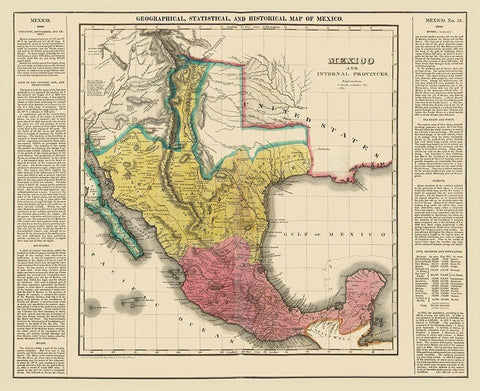 Mexico - Internal Provinces - Texas - Carey 1822 Black Ornate Wood Framed Art Print with Double Matting by Carey