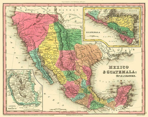 Texas - Mexico - Guatemala - Tanner 1836 Black Ornate Wood Framed Art Print with Double Matting by Tanner