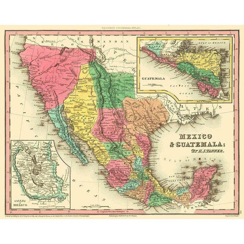 Texas - Mexico - Guatemala - Tanner 1836 White Modern Wood Framed Art Print by Tanner