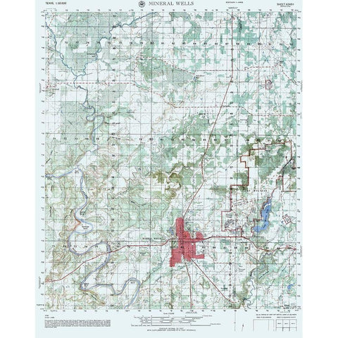 Mineral Wells Texas Sheet - US Army 1960 Black Modern Wood Framed Art Print by US Army