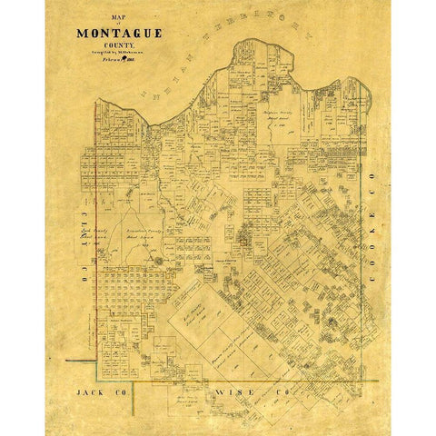 Montague County Texas - Stakeman 1868 White Modern Wood Framed Art Print by Stakemann