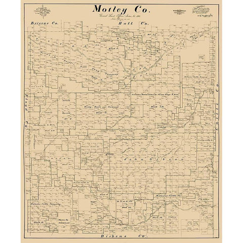 Motley County Texas - McGaughey 1893 White Modern Wood Framed Art Print by McGaughey