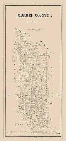 Morris County Texas -Walsh 1880 Black Ornate Wood Framed Art Print with Double Matting by Walsh