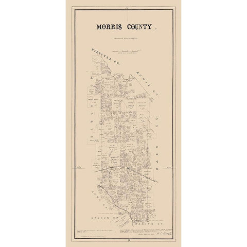 Morris County Texas -Walsh 1880 Black Modern Wood Framed Art Print with Double Matting by Walsh