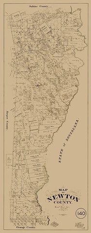 Newton County Texas - McGaughey 1893 Black Ornate Wood Framed Art Print with Double Matting by McGaughey