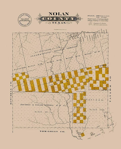 Nolan County Texas - Gast 1870 White Modern Wood Framed Art Print with Double Matting by Gast