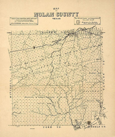Nolan County Texas -1890 Black Ornate Wood Framed Art Print with Double Matting by Unknown
