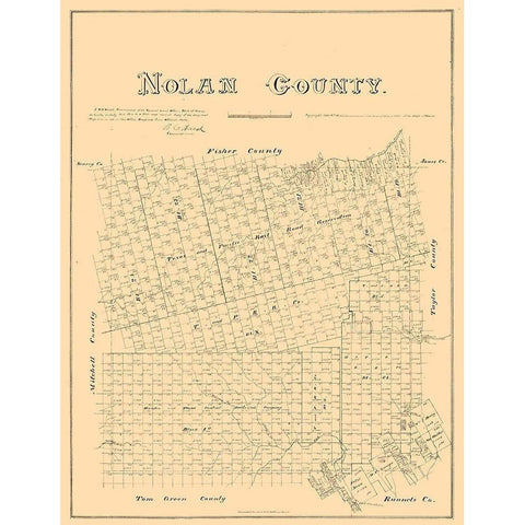Nolan County Texas - Walsh 1880 White Modern Wood Framed Art Print by Walsh