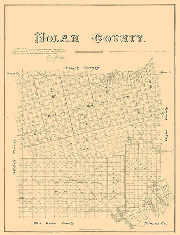 Nolan County Texas - Walsh 1880 Black Ornate Wood Framed Art Print with Double Matting by Walsh