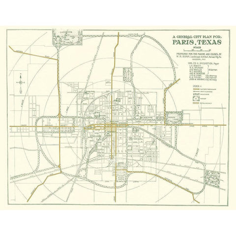 Ft. Worth Texas Plan - Dunn 1914 White Modern Wood Framed Art Print by Dunn