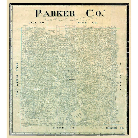 Parker County Texas -1889 White Modern Wood Framed Art Print by Unknown
