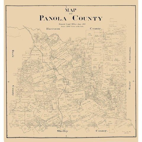 Panola County Texas - Smith 1897 Black Modern Wood Framed Art Print with Double Matting by Smith