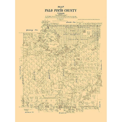 Palo Pinto County Texas - Walsh 1879 White Modern Wood Framed Art Print by Walsh