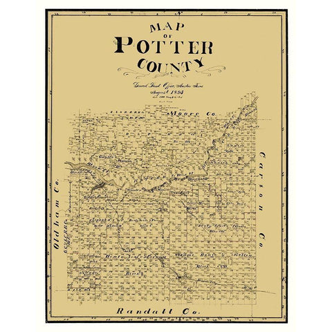 Potter County Texas - Cram 1895 White Modern Wood Framed Art Print by Cram