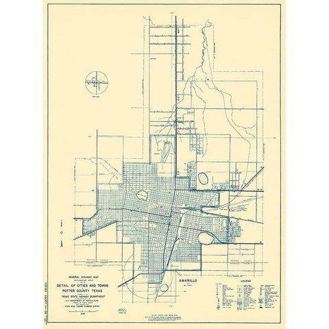 Potter Texas Highway - Highway Dept 1936 Black Modern Wood Framed Art Print with Double Matting by Highway Dept