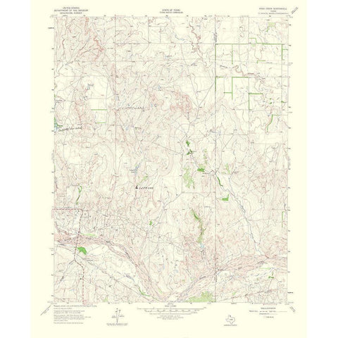 Pond Creek Texas Quad - USGS 1965 White Modern Wood Framed Art Print by USGS