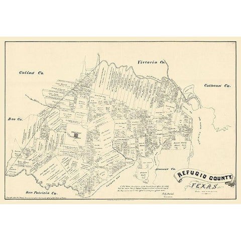 Refugio County Texas - Walsh 1879 Black Modern Wood Framed Art Print by Walsh