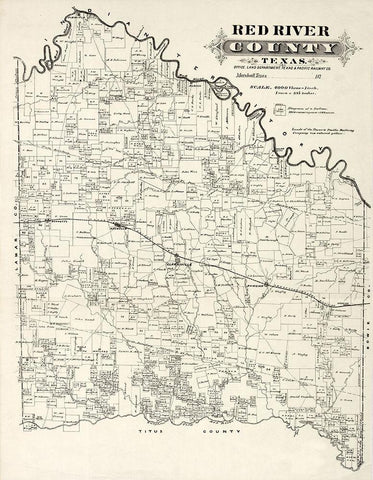 Red River County Texas -1870 Black Ornate Wood Framed Art Print with Double Matting by Unknown