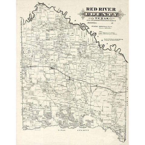 Red River County Texas -1870 White Modern Wood Framed Art Print by Unknown