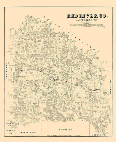Red River County - Walsh 1879 Black Ornate Wood Framed Art Print with Double Matting by Walsh