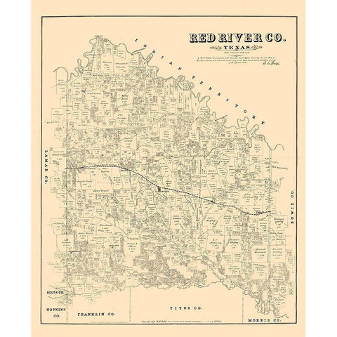 Red River County - Walsh 1879 White Modern Wood Framed Art Print by Walsh