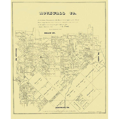 Rockwall Texas Landowner - Land Office 1880 Black Modern Wood Framed Art Print with Double Matting by Land Office
