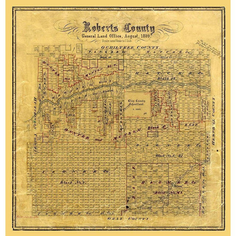 Roberts County Texas - Hausmann 1889 White Modern Wood Framed Art Print by Hausmann