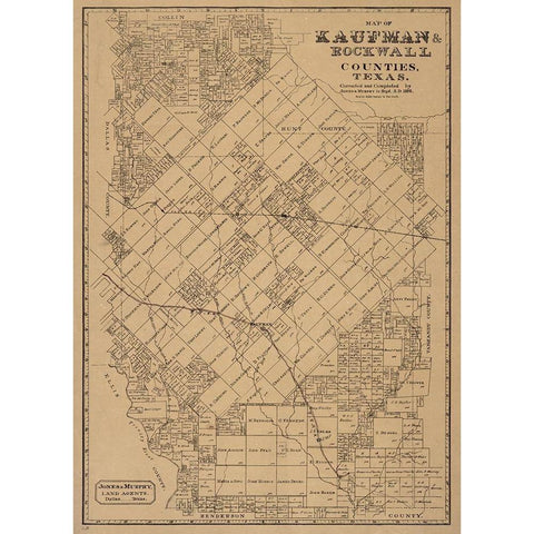 Kaufman, Rockwall County Texas - JonesandMurphy 1878 White Modern Wood Framed Art Print by Unknown