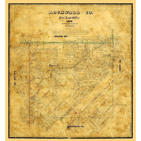 Rockwall County Texas - Arlitt 1874 Black Modern Wood Framed Art Print by Arlitt