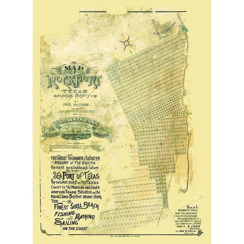 Rockport Texas - McCombs 1888 White Modern Wood Framed Art Print by McCombs