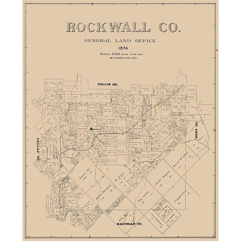 Rockwall County Texas -1874 White Modern Wood Framed Art Print by Unknown